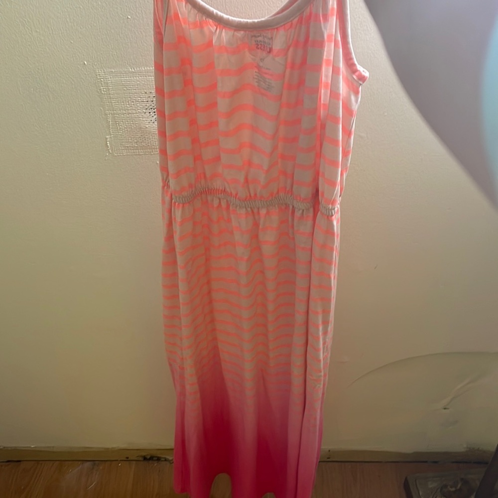 Orange pink and white ankle dress